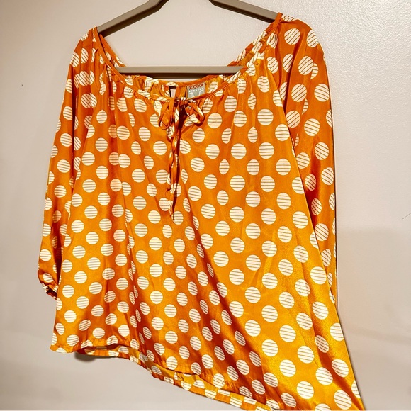 Anthropologie Modbe Yellow Polka Dot Blouse Size Large - Picture 3 of 4